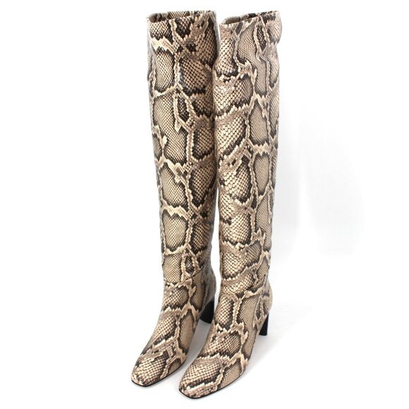 Tamara Mellon Legacy Snakeskin Python Embossed Over The Knee Heeled Boots 36 NEW - Picture 2 of 8